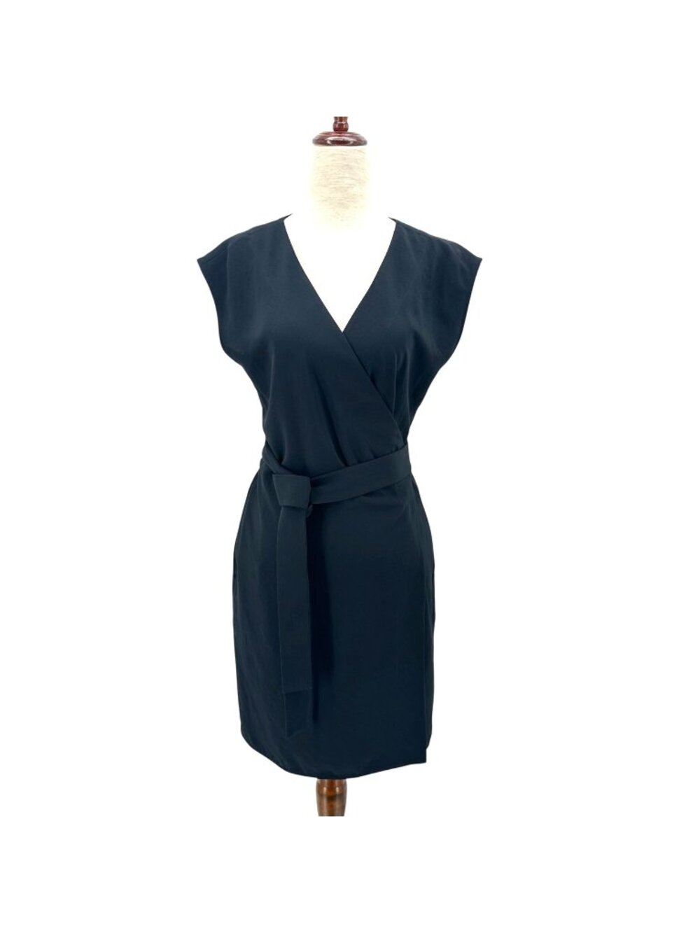 Everlane Womens 00 Dress The Japanese GoWeave Short Sleeve Mini Wrap Dress Black